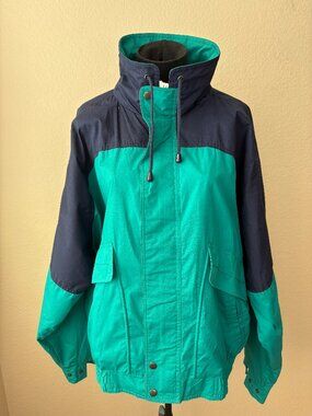 Vintage 90s Trader Bay Teal Navy Colorblock Windbreaker Jacket L